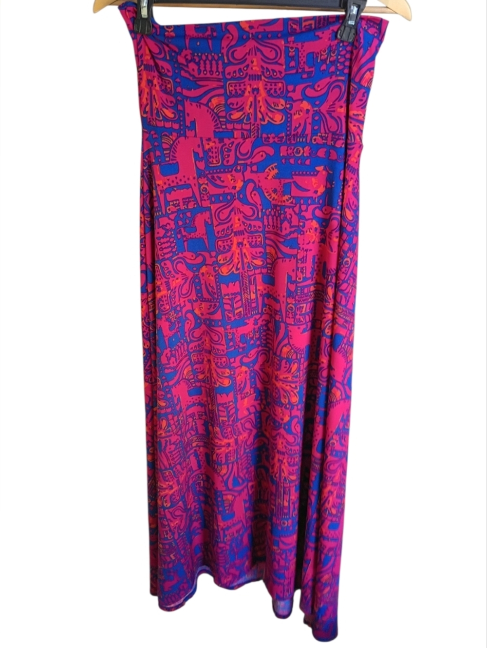 ❤️ LulaRoe Vibrant Red And Blue Maxi Skirt Skize Small